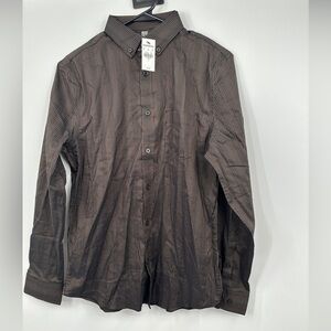 EXPRESS Striped Button Down Shirt Size Small $70 Brown Black S
